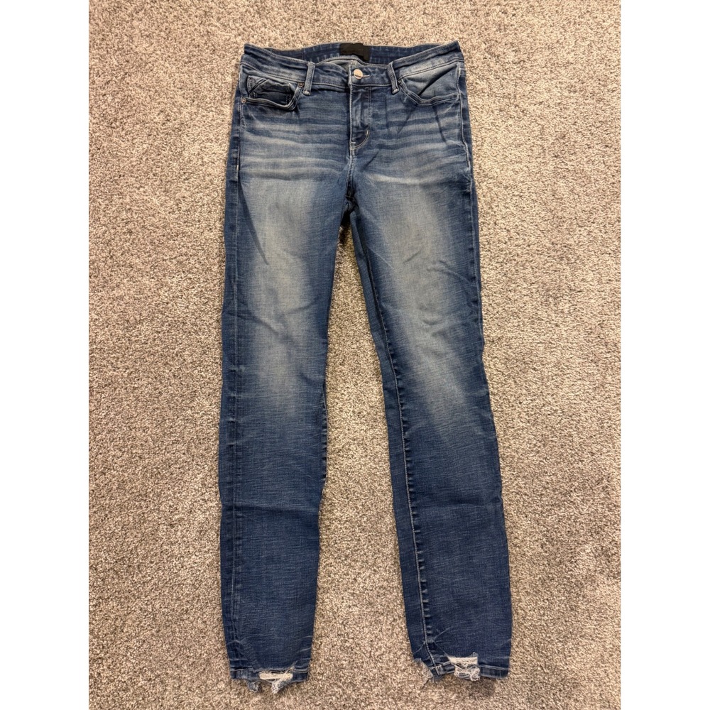 Buckle Black Jeans Womens 28 Blue No. 53 Straight Distressed Frayed Hem Denim
